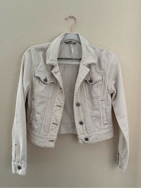 Free People White Denim Jacket Size XS